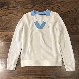 Ralph Lauren Cream Sweater with Blue Trim